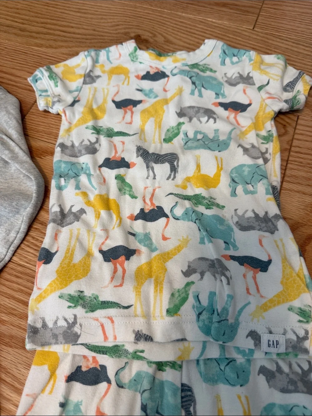 GAP Kids Yellow & White Striped Crab Short Sleeve Pajama Top